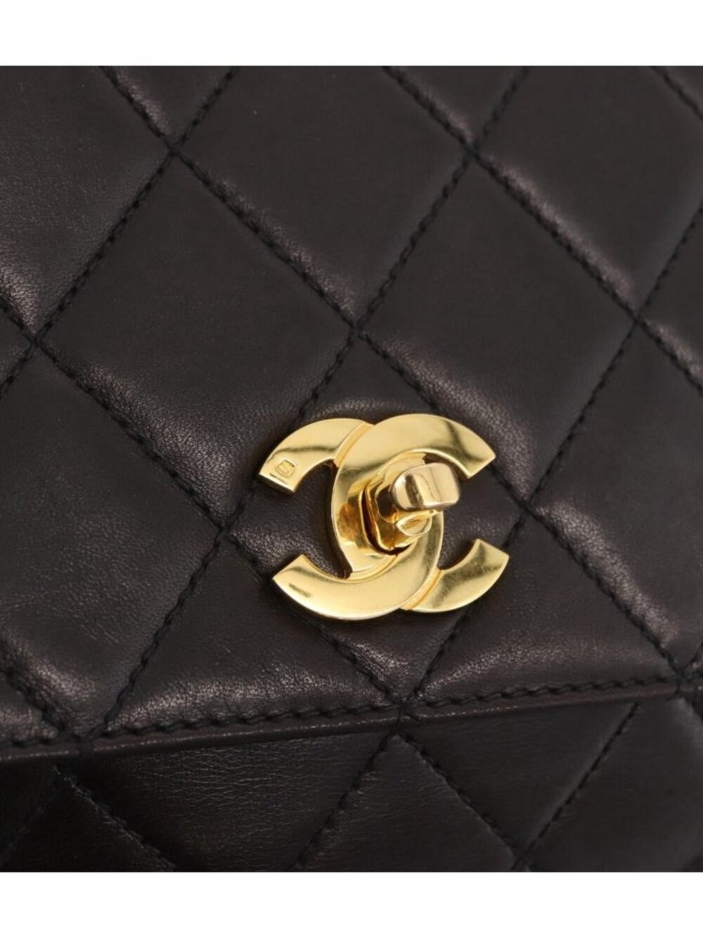 CHANEL Matelasse Backpack Lamb Skin Gold Black CC - Picture 9 of 16